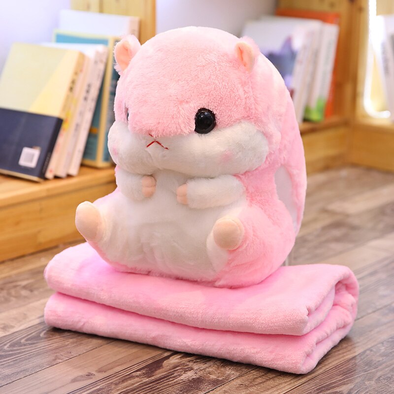 Söt hamster kudde kudde varm hand kudde korall fleece filt multifunktionell filt kudde födelsedag heminredning: Ljusgul