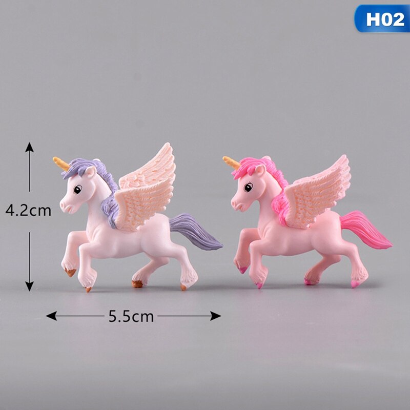 1Pc Cute Unicorn Miniatures Figurines Fairy Garden Ornaments Craft Micro Landscape DIY Home Decoration Accessories: H02