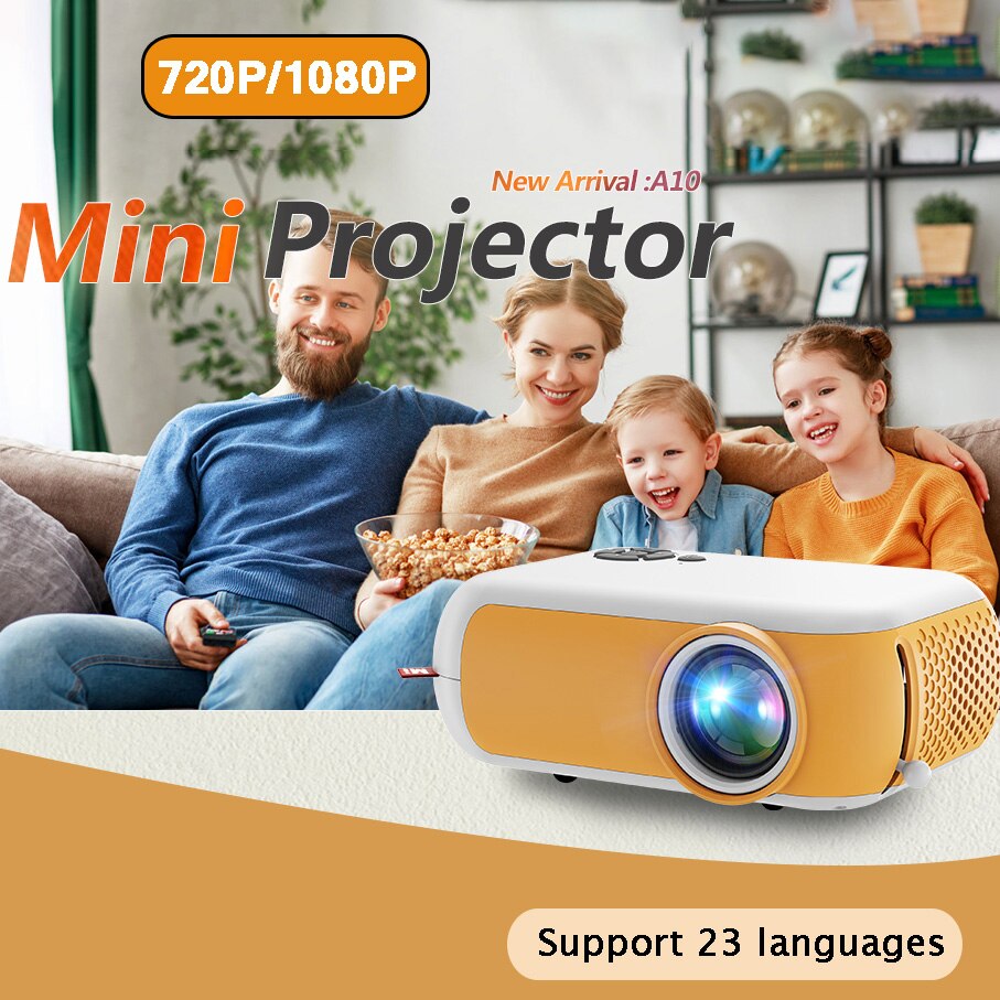 MINI Projector for Home Theater Travel TV 480x360 Pixels 1080P Protable cell projector HDMI-Compatible USB Audio Video Beamer