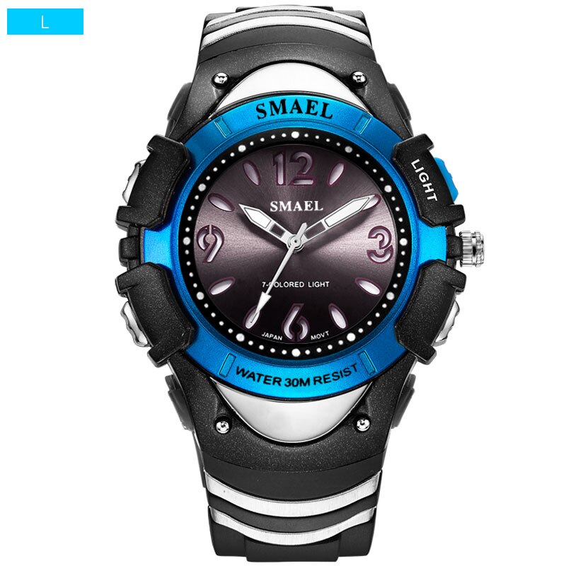 Smael Horloges Kids Kinderen LCD Digitale Horloges Schokbestendig Sport Horloges Mannen Wekker Kinderen 50M Waterdicht Horloge: Blue L