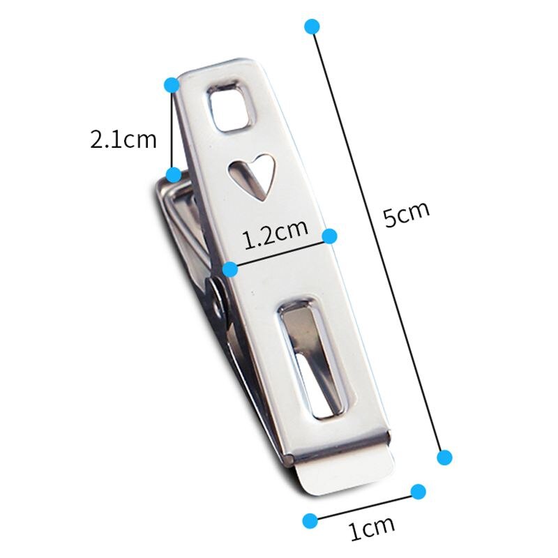 100Pcs Wasknijpers Rvs Clips Voor Jas Broek Wasgoed Drogen Hanger Rack Wassen Handdoek Houder Hanger