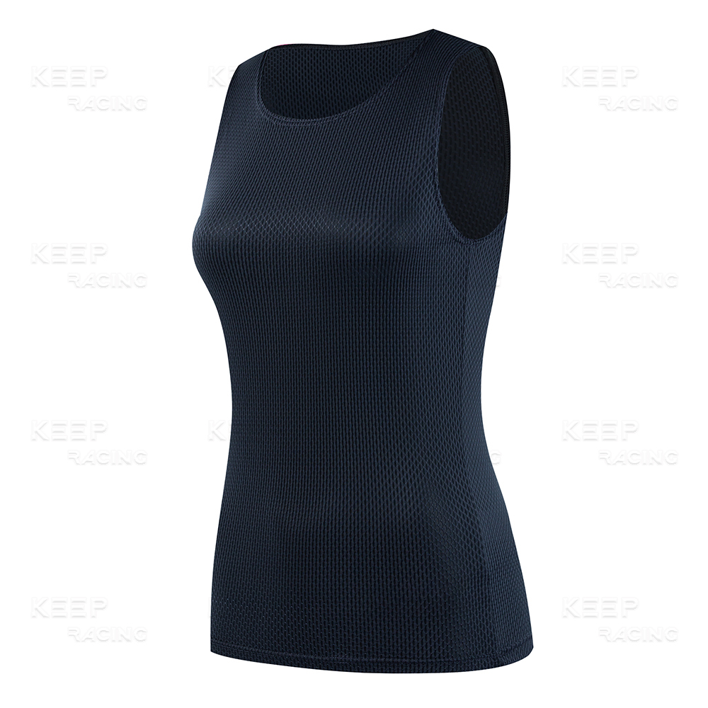 Camiseta de ciclismo con capas Base para mujer, chaleco azul de secado rápido, camiseta interior rosa transpirable, chaleco elástico, camisetas para bicicleta de carretera: L / Azul