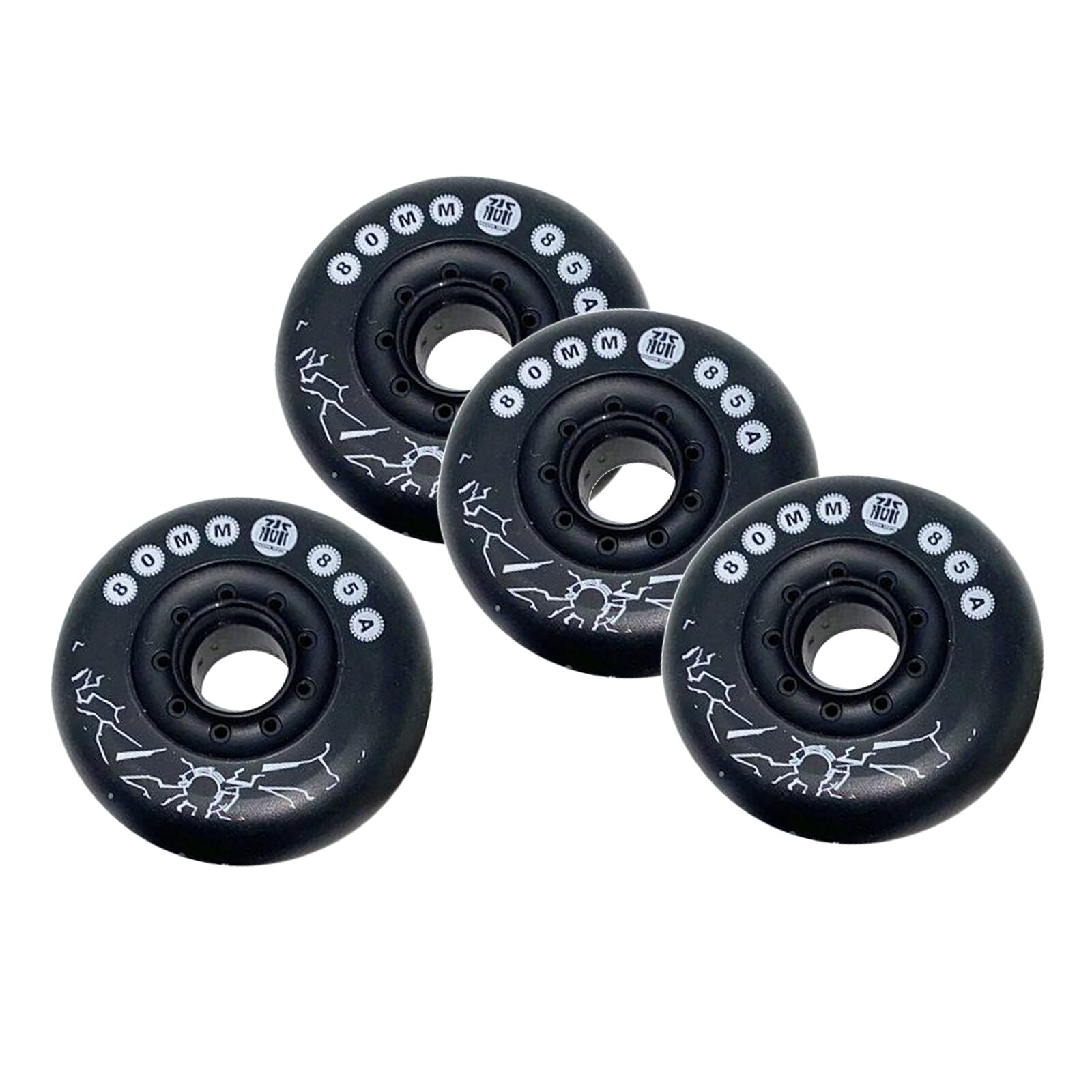4PCS Universal Hockey Ice Roller Skating Wheels PU Wear-Resistant Wheels Single - Row Roller Skates Accessories: Black 80mm