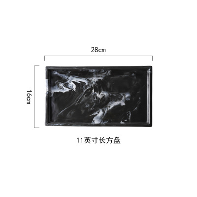 Black Chinese Ink Painting Ceramic Storage Tray Jewelry Display Porcelain Plate Dessert Snack Cake Plate Restaurant Serving Tray: 11 Inch Black