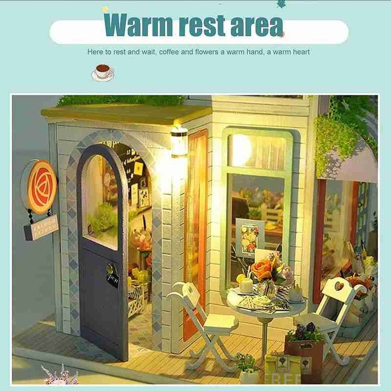 DIY warsztat ogrodniczy drewniany domek dla lalek ręcznie doprowadziło montaż zabawek walentynki romantyczny Model lalki dom miniaturowy prezent dzień S4D7