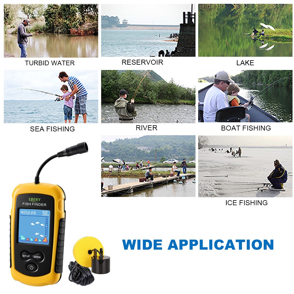 LUCKY FFC1108-1 100M Portable Sonar LCD Fish Finders Fishing Tools Echo Sounder Fishing Finder Colorful Screen