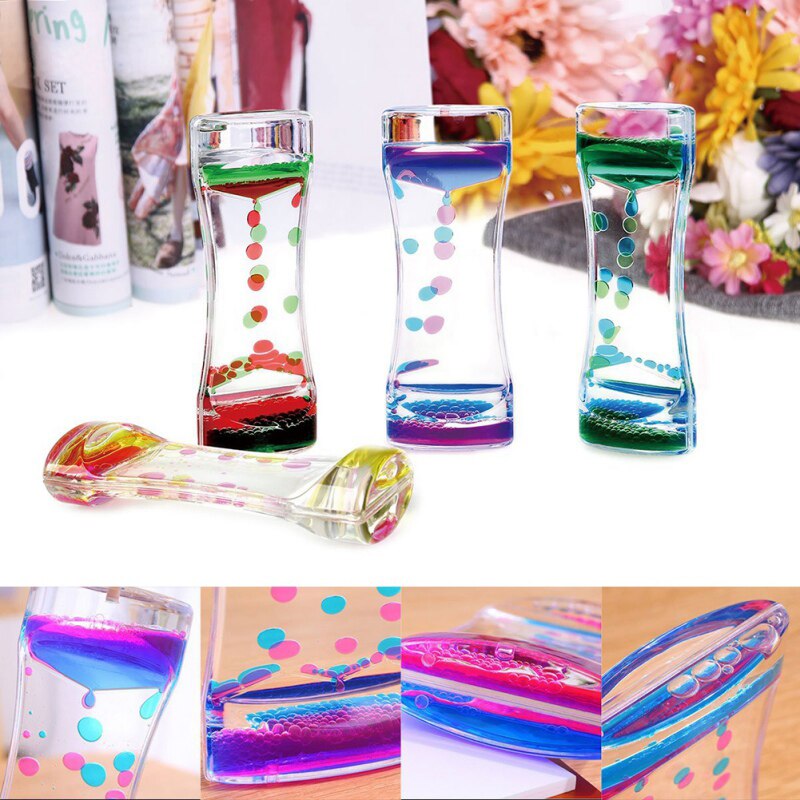 Double Color Floating Liquid Oil Acrylic Hourglass Liquid Visual Movement Hourglass Timer Desk Kids Sand Timer Sand Clock