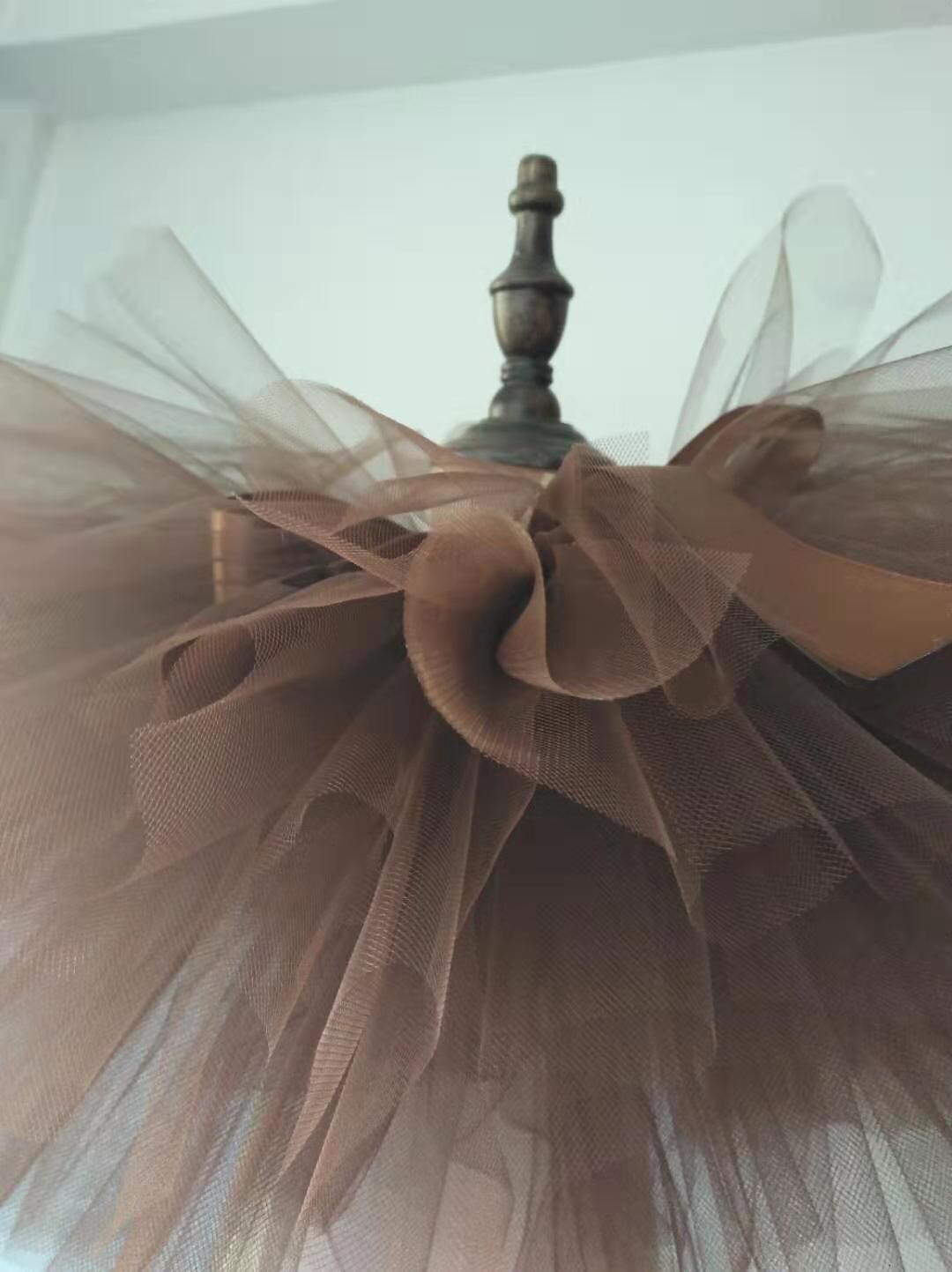 Tutu kjol kaffe brun färg barn flickor kostym tutu kjol handgjord fluffig balett dans julkläder barn