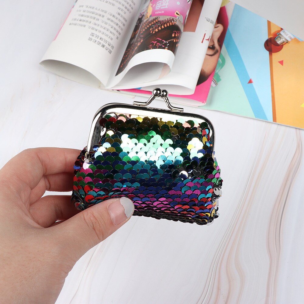 Mini cartera multifunción de lentejuelas para mujer, bolso de mano portátil con lentejuelas, monedero, tarjetero, para auriculares