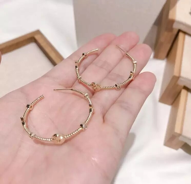 all-match Gold Color Brass Round Loop Earrings Hoops Jewelry Findings Accessories