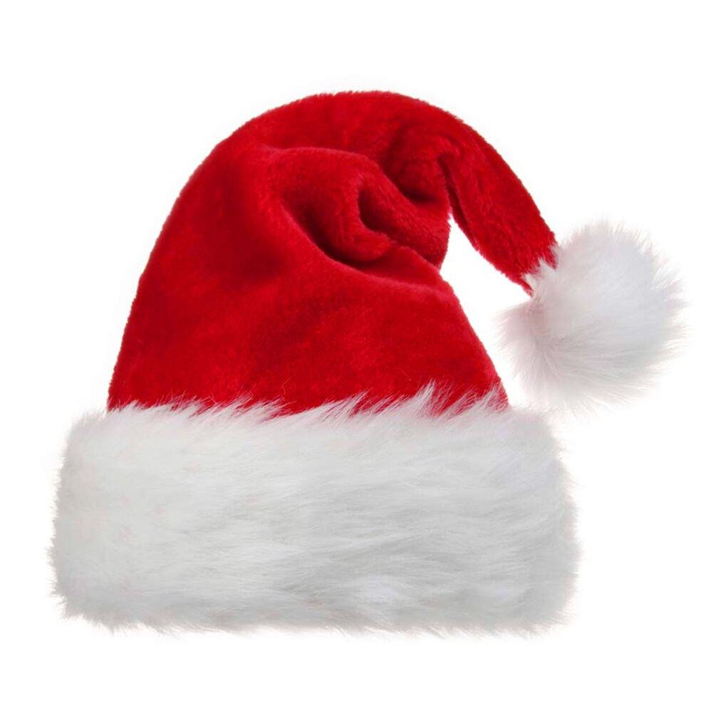 Santa Claus Caps Hat with Plush Trim Comfortable for Christmas Party Costume natal santa hat bonnet noel HTQ99: 1pcs