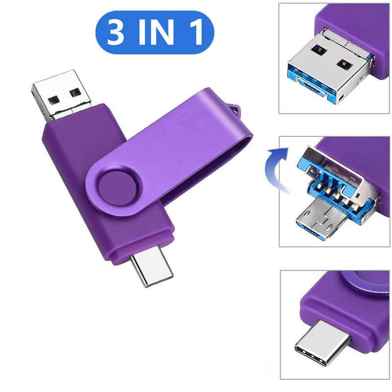 3 in 1 Type-c/Micro USB 3.0 64GB Large Capacity usb flash drive 32GB 16GB pen drive 8gb U Disk thumbdrives pendrive