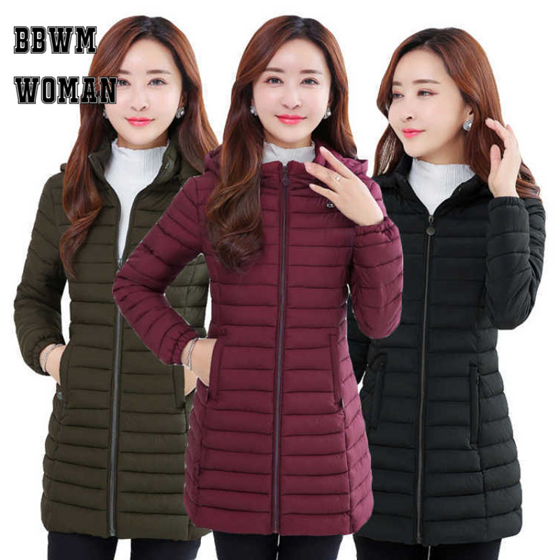 Leichte Baumwolle Lange Parkas Einfarbig Langarm Winter warm Plus Größe Weibliche gepolstert Mantel ZO1777