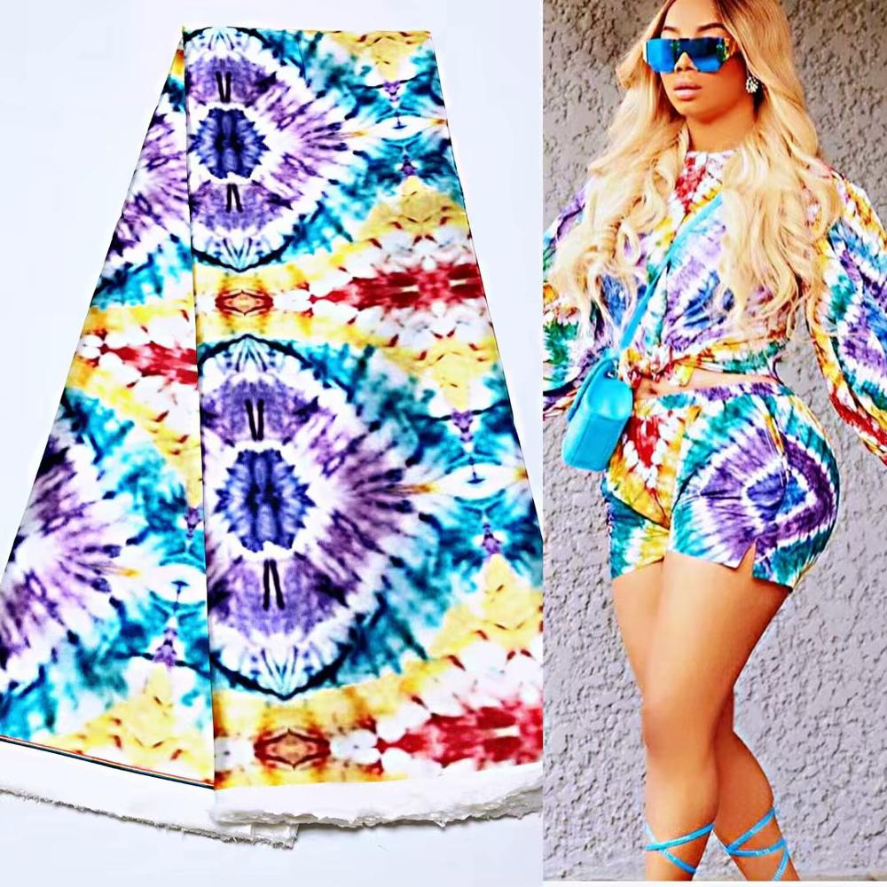 Afrikaanse Stof Vrouwen Jurk Afrikaanse Zijde Stof Satijn Zijde Voor Kledingstuk Naaien 5Yards: YJ75826C7