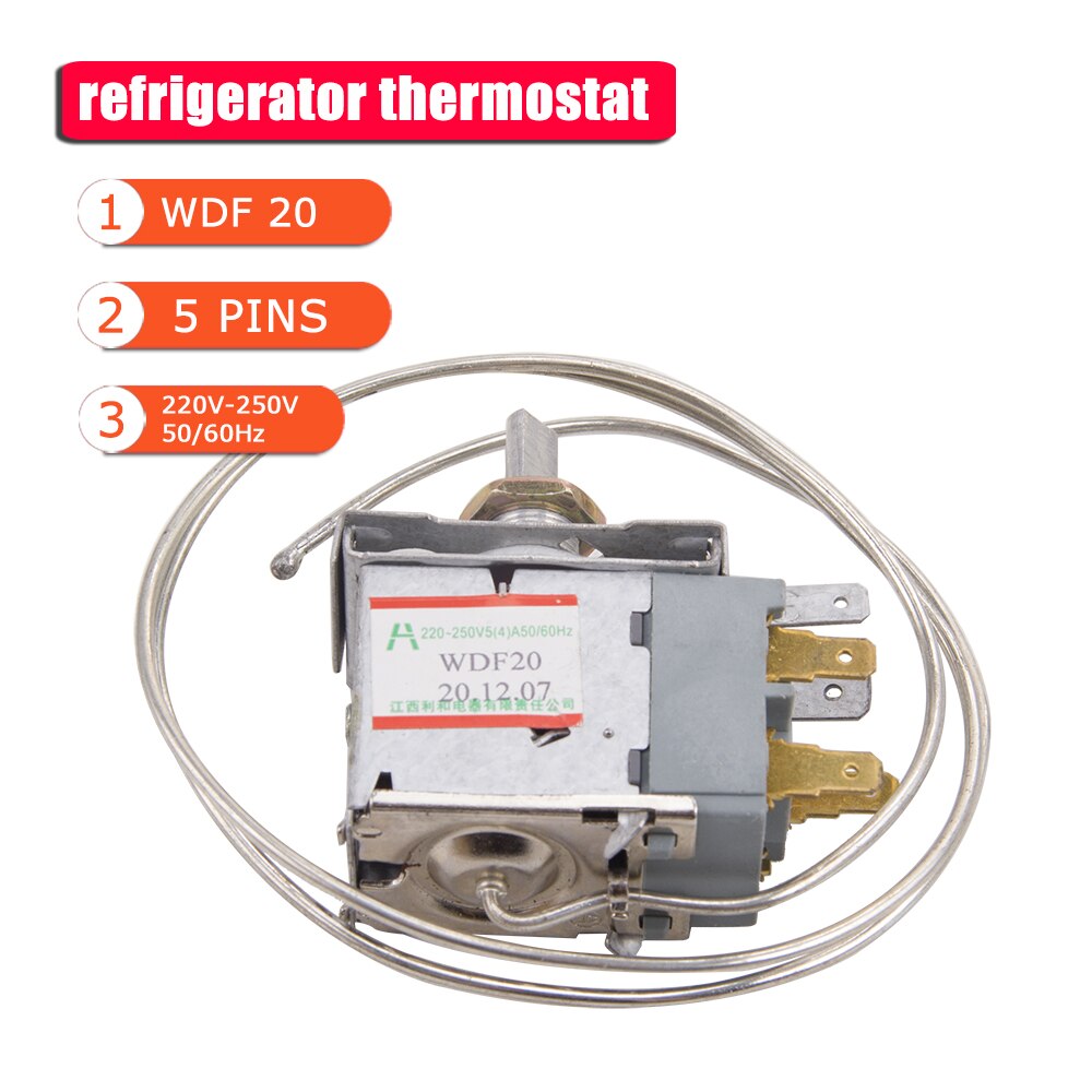 5 pins refrigerator thermostat temperature controller sensor switch 220v 250v 50/60H freezer fridge replacement parts WDF20