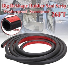 Universal 8M Car D Shape Rubber Seal Weather Strip Door Edge Moulding Trim Rubber Seal Strip Reduce Interior Noise