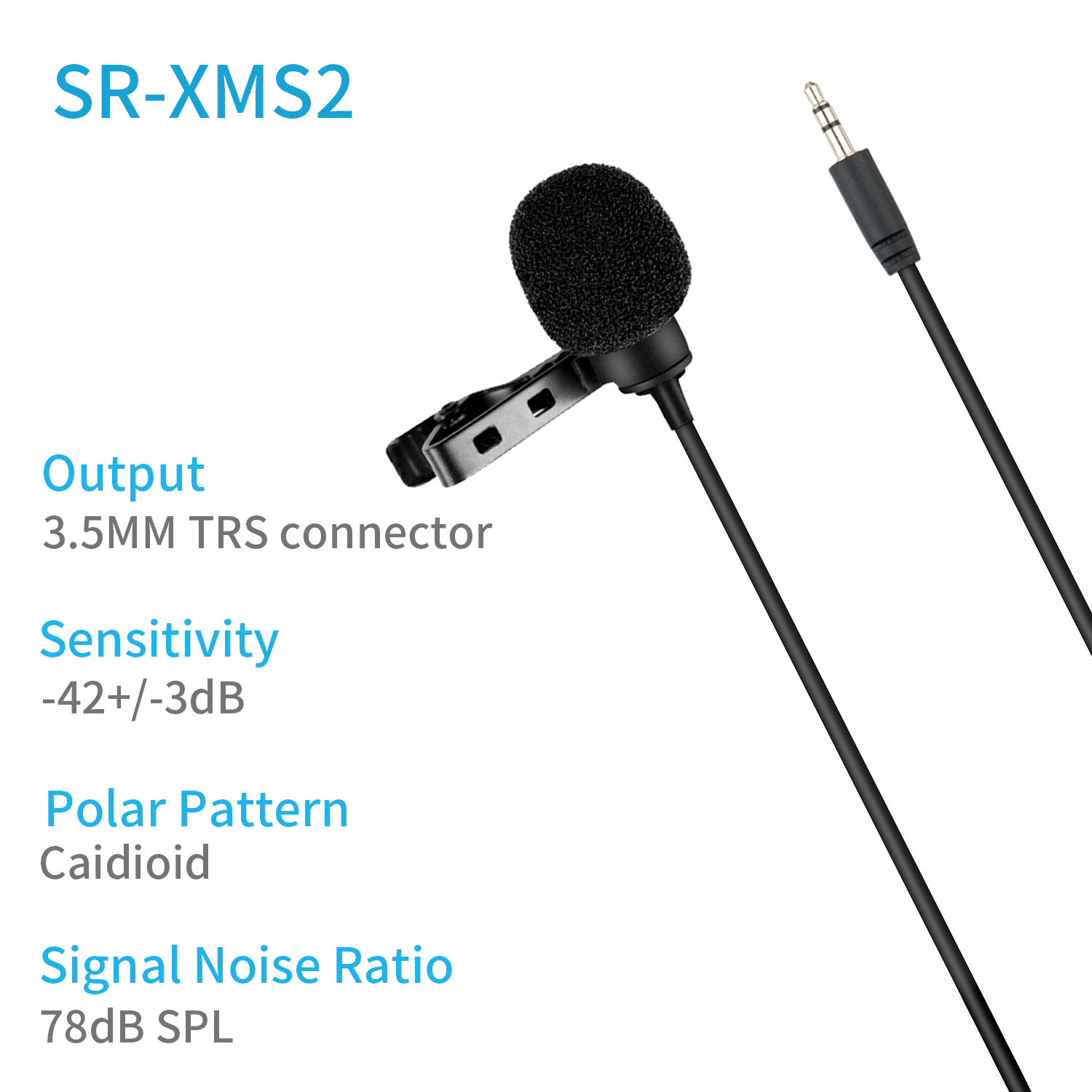 SR-XMS2 saramoniczny 6m 3.5mm TRS Stereo Lavalier klapa mikrofonu dla lustrzanka cyfrowa kamery Youtube nagrywanie przekaz na żywo Vlog