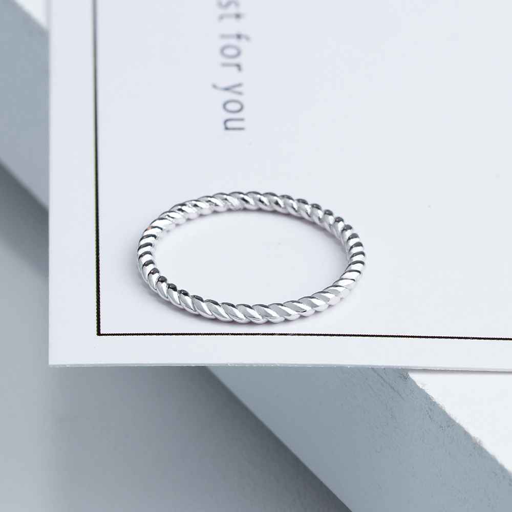925 Sterling Sliver Rings for Women Rope Shape Wedding Rings Trendy Silver Jewelry Engagement Anniversary (RI102772)