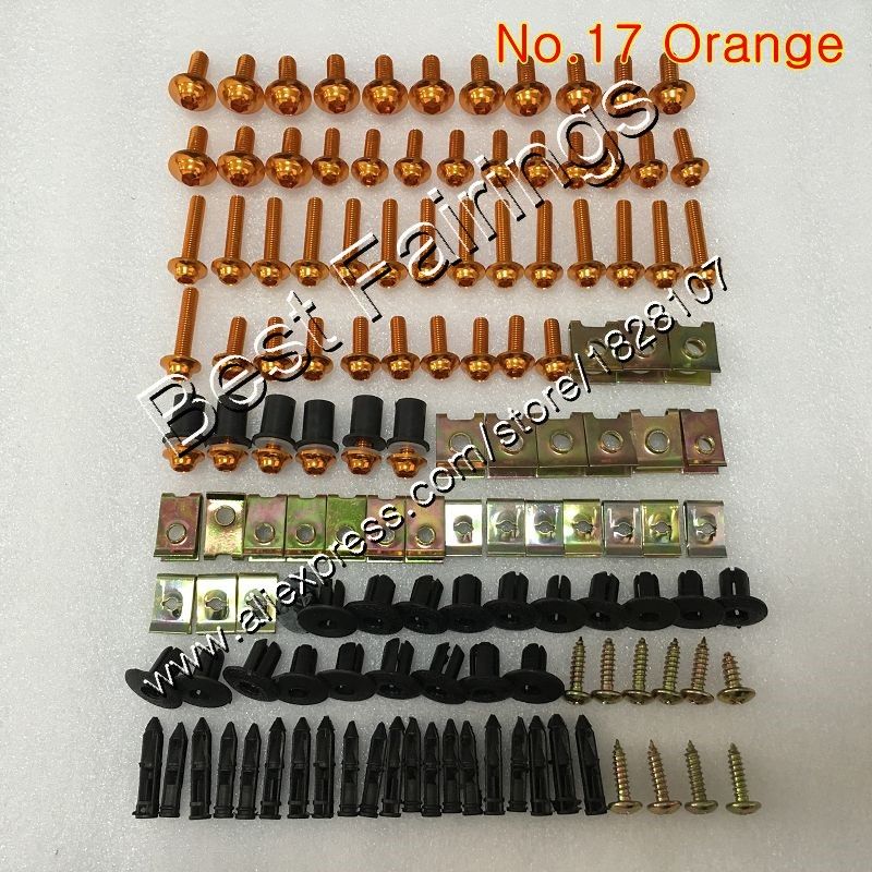 Fairing bolts full screw kit For SUZUKI GSXR600 GSXR750 06 07 GSXR 600 750 K6 GSX R600 R750 2006 2007 Complete Body screws Nuts: No.17