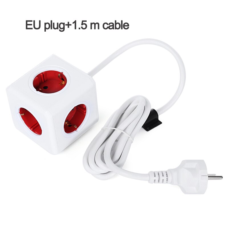 Allocacoc Power Strip - 5 Outlets - EU Plug - 3680W - 1.5m/3m Cable: 1300-red-1.5m