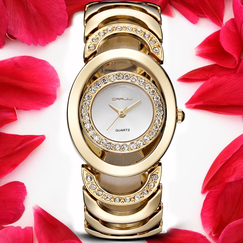 CRRJU Luxe Vrouwen Horloge Beroemde Merken Gold Armband Horloges Dames Vrouwen Horloges Relogio Femininos