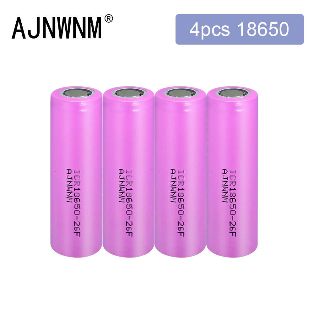 Original 18650 3.7V 2600mAh Li-Ion Batteries Rechargeable Battery ICR18650-26F Safe batteries for Industrial use: 4pcs battery