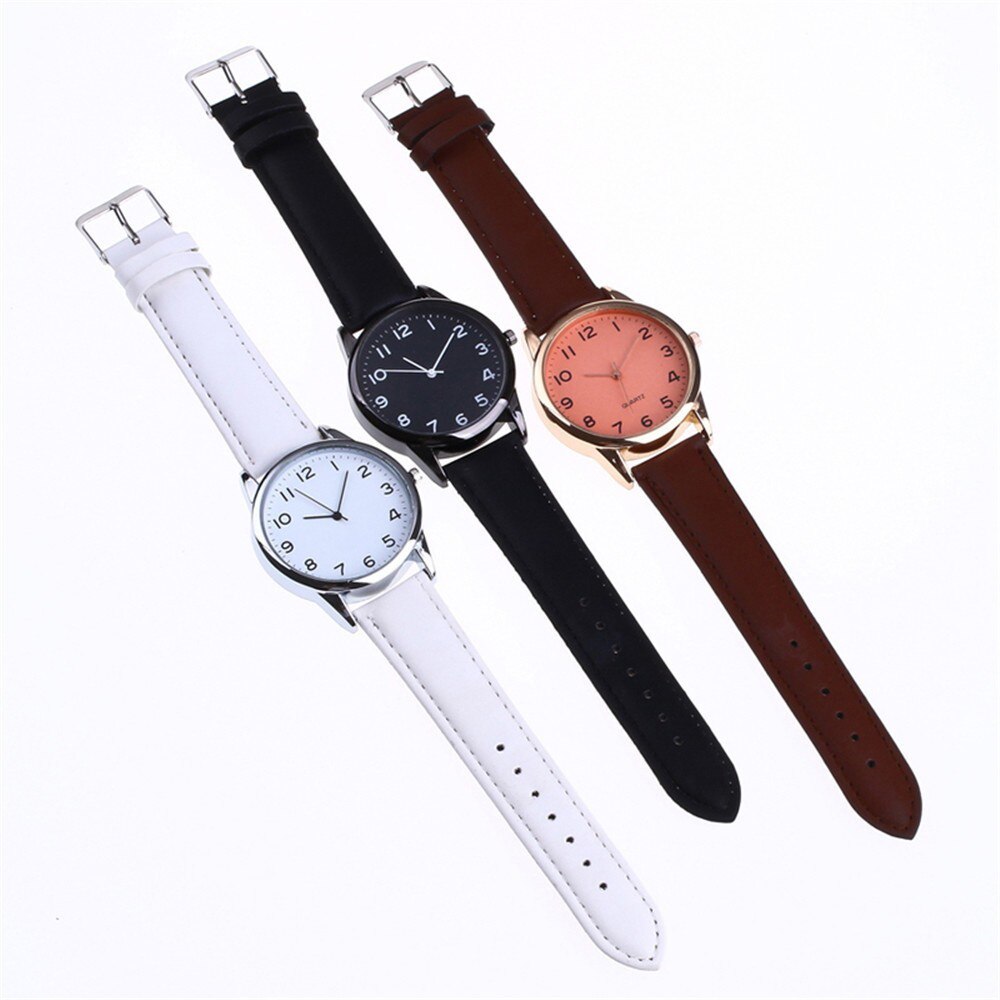 Couple Leather Band Analog Quartz Round Wrist watch