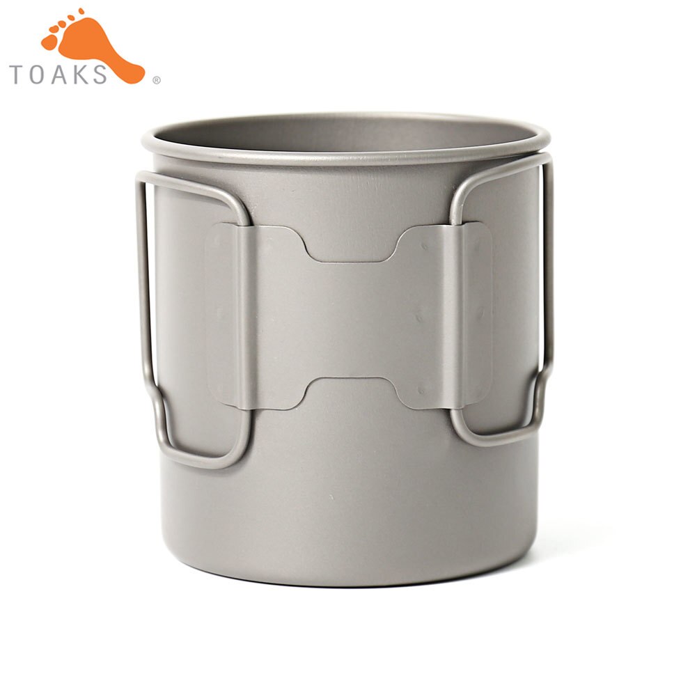 TOAKS CUP-450 Pure Titanium Cup Ultralight Outdoor Mug without Lid and Foldable Handle Camping Tableware 450ml 60g