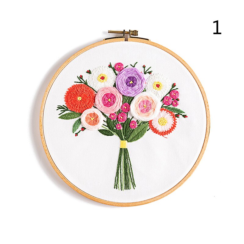 DIY Embroidery Beginners Floral Pattern Kits Pre-P... – Grandado