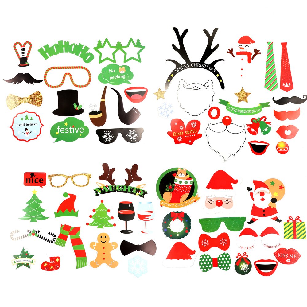 50 Stuks Kerst Foto Props Foto Levert Photo Booth Props Foto Props Grappige Foto Props Voor Bar Xmas Party
