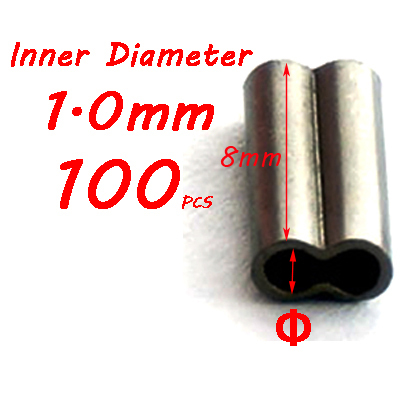 Mini mangas de cobre de doble barril para crimpadores de alambre de acero Mono Color negro, accesorios de aparejo de pesca de agua salada, aparejos terminales: 1mm  100pcs