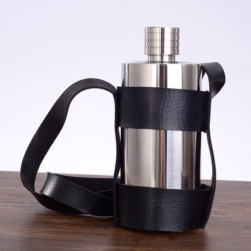 Cylindrical 304 Stainless Steel Flasks 18oz/500ml Bottle Alcohol Flagon Pot 304 Stainless steel Material Can Store Liquor: straps polishing
