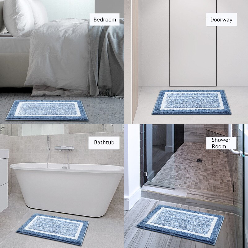 Simple Soft Flocking Bathroom Carpet 1Pcs Water Absorbent Hallway Bath Mat Non-Slip Doorway Bedroom Floor Rug Washsble
