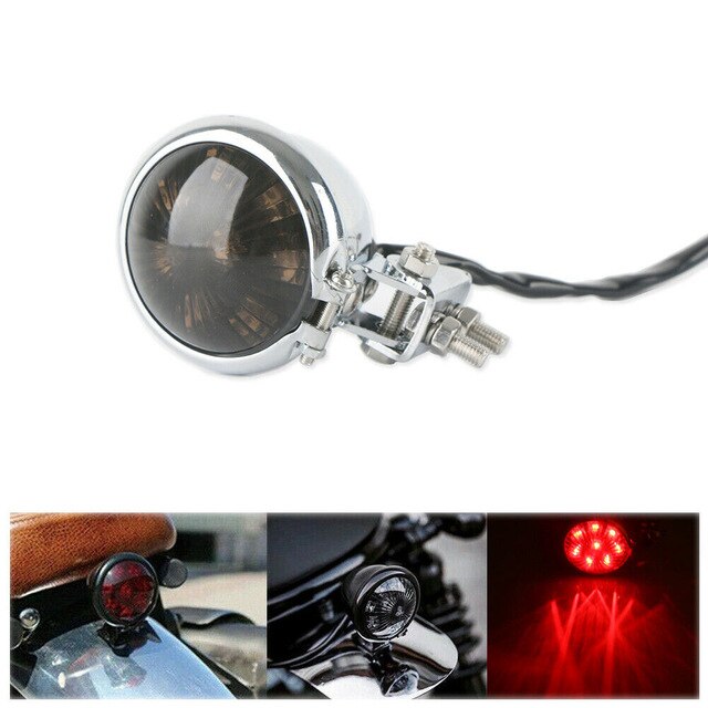Motorfiets Led Achterlicht Brake Achterlicht Stop Light Lamp Voor Harley Bobber Verstelbare Beugel: Smok Lens