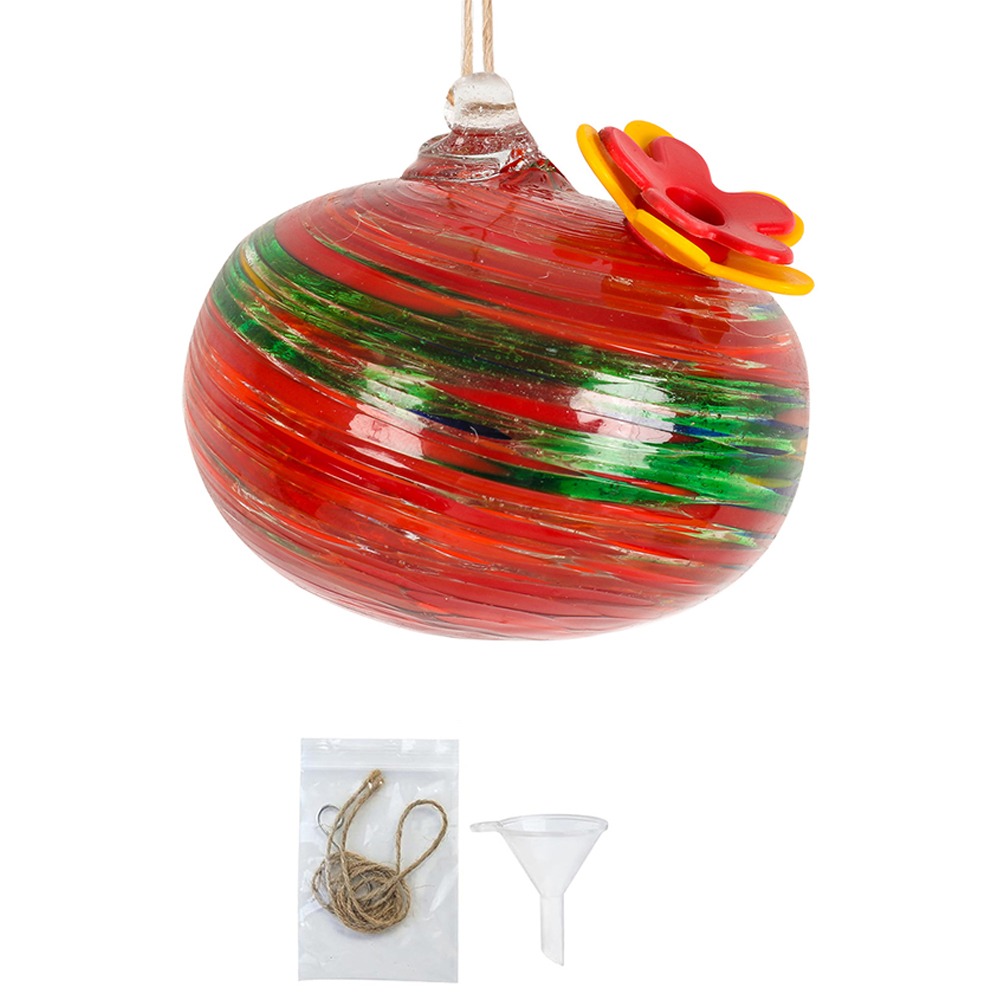 Durable Droplet Shaped Hummingbird Feeder Hanging Glass Ball Bird Automatic Feeder Practical Bird Drinking Fountain For Window: Burgundy