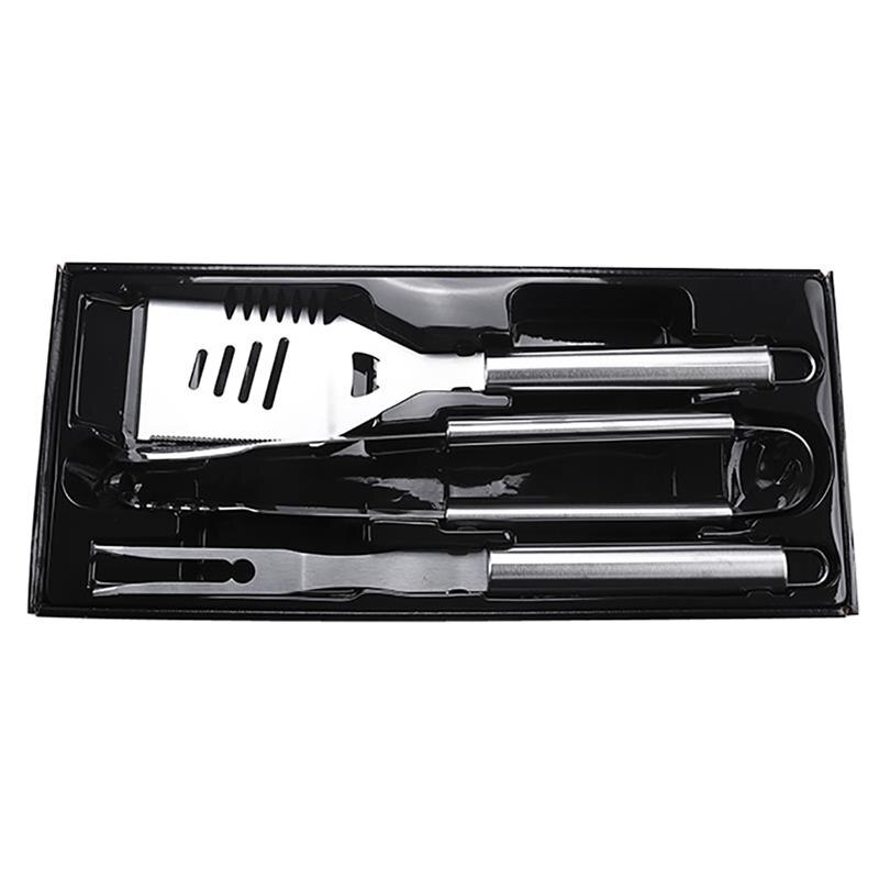 3pcs Stainless Steel Barbecue Grilling Tools Set Spatula Fork Tongs BBQ Accessories Grill Utensil Camping Grill Tools