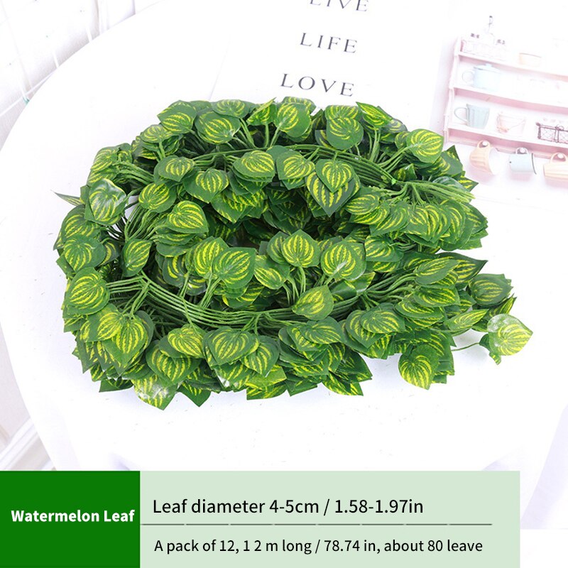 Artificial Lvy Green Leaf Wreath Plant Vine Grape Leaf Climber Green Leaf Family Garden Wedding DIY Garden Craft Flower: A4