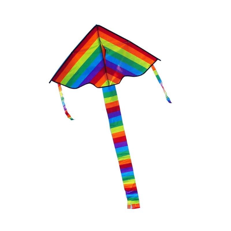 Rainbow Kite Lange Staart Nylon Vlieger Zonder Vliegende Gereedschap Driehoek Kleurrijke Kite Outdoor Fun Sport Chinese Stijl Spelen Speelgoed