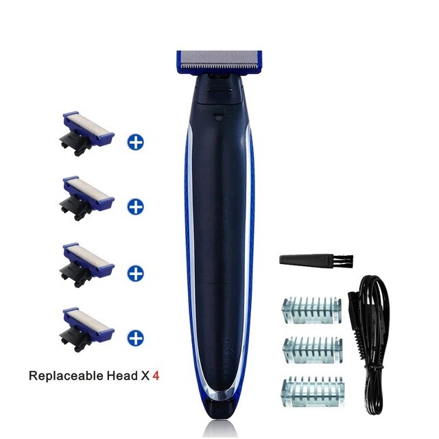 Elektrisk barbering skæg maskine barbermaskine usb genopladelige mænd vaskbar genopladelig elektrisk barbermaskine: Barberhoved  x 4
