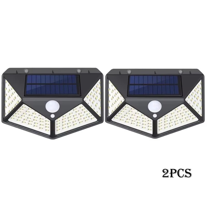 Applique Murale Solaire à 100 LED, 4 Côtés, avec Détecteur de Mouvement, Imperméable, pour Jardin, Cour Extérieure, 1 à 12 Pièces: orange