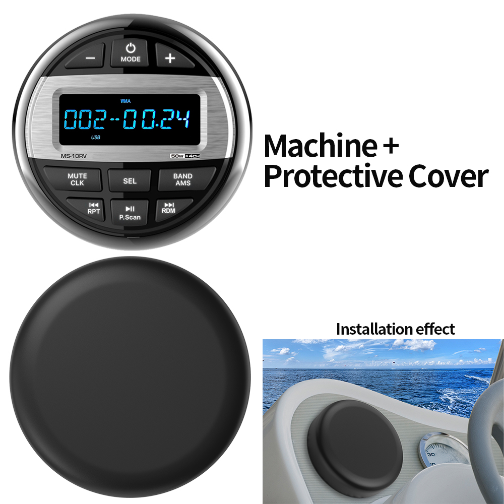 AKAMATE-Radio para barco, reproductor multimedia MP3, Radio marina, estéreo, resistente al agua, Bluetooth, AUX, Audio, receptor FM AM para UTV, ATV, SPA, RZR