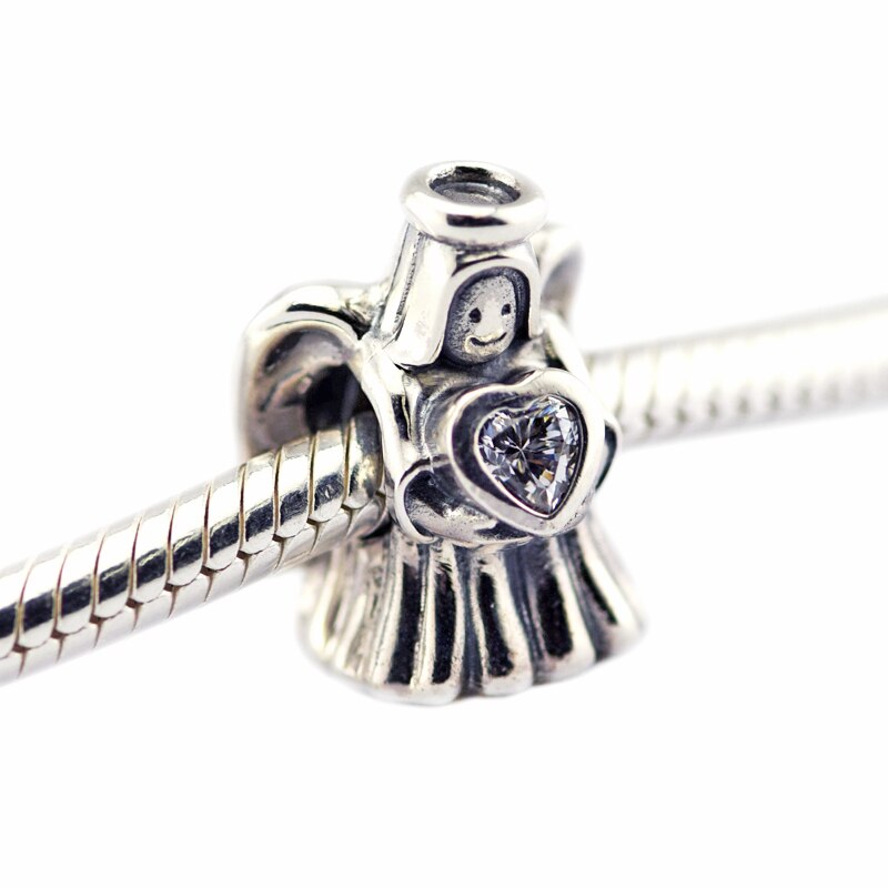 Angelo di Amore CZ Libera Di Natale della Donna di Fascino Perline FAI DA TE per Monili Che Fanno Gioielli in Argento sterlina Adatta per Braccialetti di Perline
