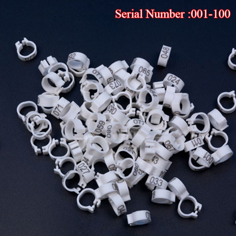 Opening Pigeon Foot Ring Digital Numerical Pigeon Foot Ring Pigeon Marking Ring Identification Ring Detachable Foot Ring: WHITE