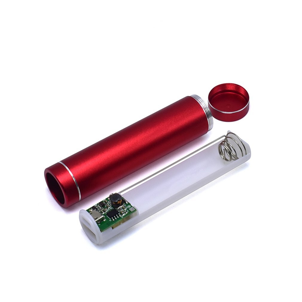 Multicolor Cylinder Portable Power Bank Battery Shell 1x18650 Battery With 1pcs 5V 1A USB Charging Port: red