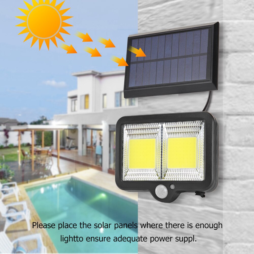 Remote Control LED Solar Wall Light Human Motion Sensor Waterproof Outdoor Solar Light for Garden Yard Pathway Street Lamp