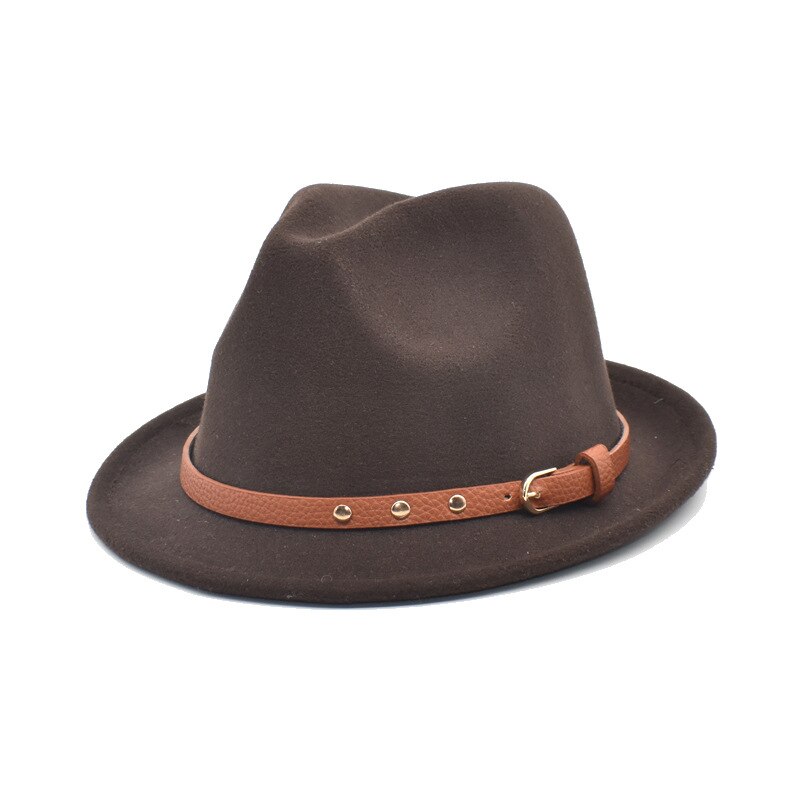 Casquette de Jazz pour homme, chapeau solide, Vintage, en feutre, collection automne et hiver: Brown
