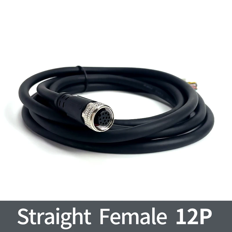 2 Meter M12-Sensor-Stecker, wasserdichter Kabelstecker, männlich und weiblich, 4, 5, 8, 12-polig, PVC, integrierte Spritzguss-M12-Stecker: Gold / Unter 5 Stücke