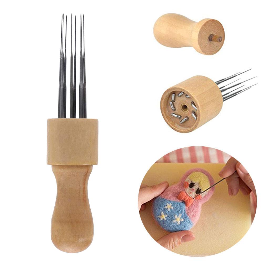 Felt Kit Efficient Convenient Wool Needle Felting Set with Solid Wood Handle Stitch Punch Craft Tool Hobby