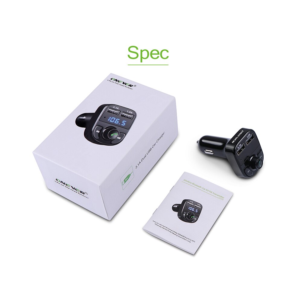 Onever autokit bluetooth  mp3- speler handsfree bellen draadloze fm-zender radio-adapter  dc 12-24v met dubbele usb-autolader