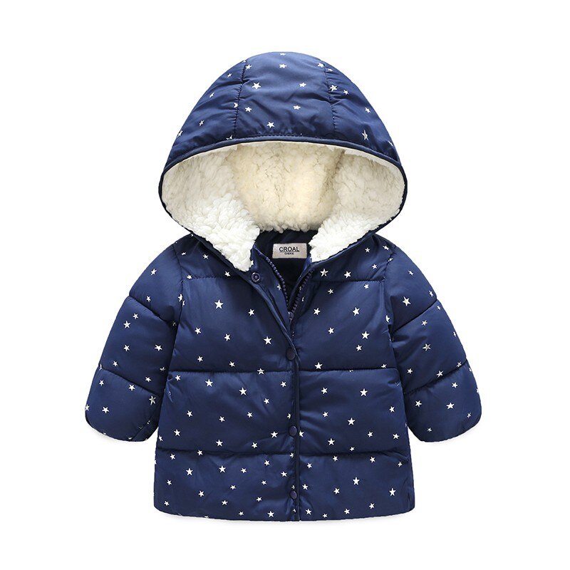 Croal cherie 80-120cm quente velo chapéu do bebê jaqueta de inverno e casaco para meninos veludo algodão acolchoado com capuz crianças meninas jaqueta: navy / 5 T
